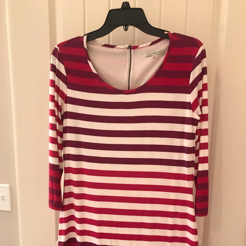 Red Haute Striped dress size medium cotton